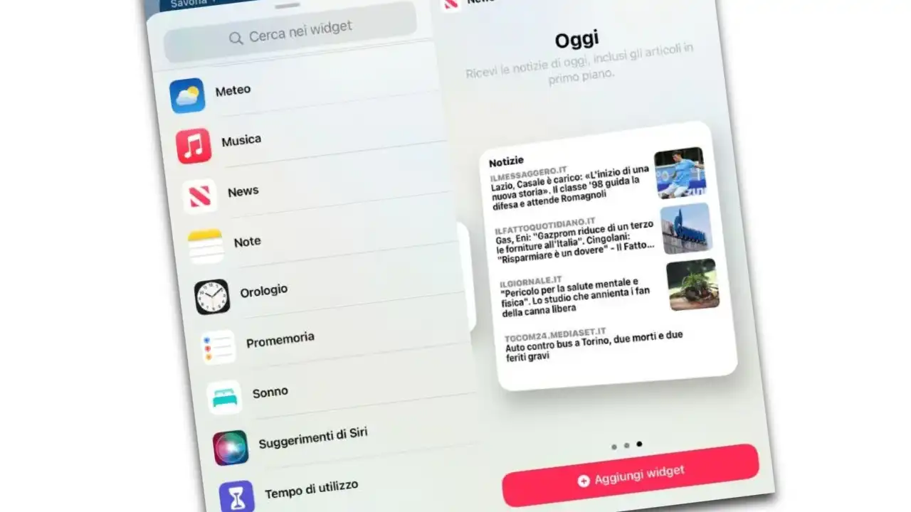 widget news, rimosso widget news, problemi widget news, inserire widget news, trovare widget news, iphone