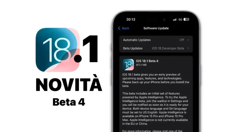 ios 18, ios 18.1, ios 18.1 beta 4, novità ios 18.1 beta 4, news ios 18.1 beta 4, iphone