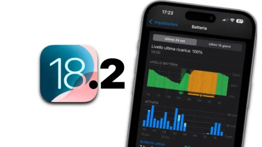 ios 18, ios 18.2, ios 18.2 beta 2, tempo carica rimanente, iphone, novità ios 18.2